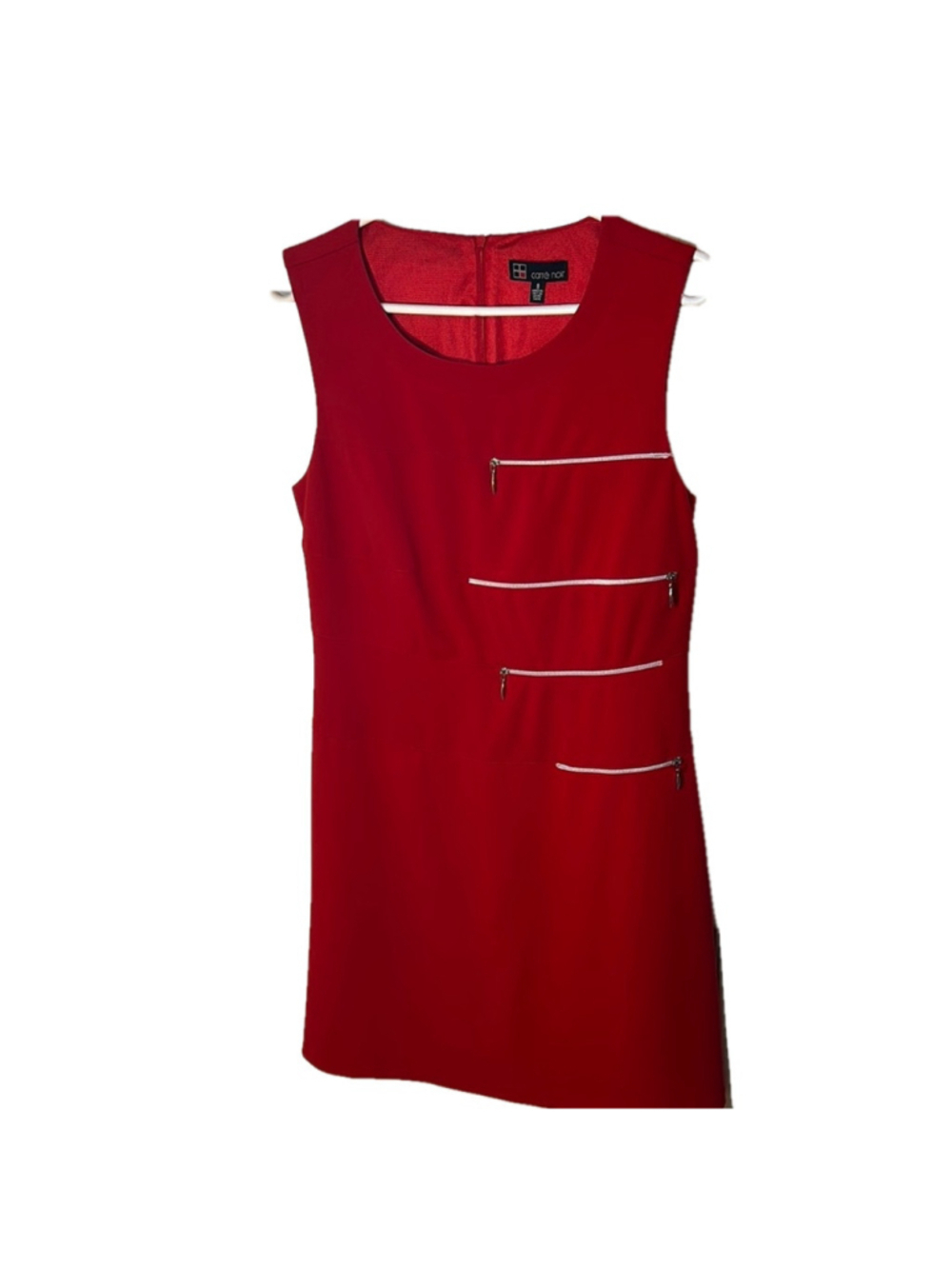 Carre Noir Red Sleeveless Midi Dress with Zipper Size 8 - Picture 2 of 5